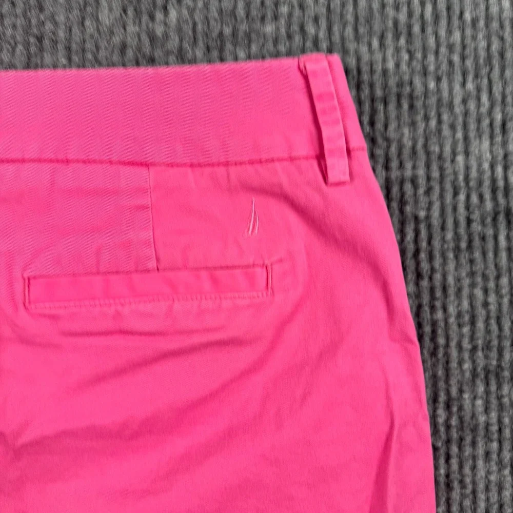 Nautica Womens Hot Pink Stretch Cotton Chino Shorts Size 6 Cuffed Mid Rise Twill